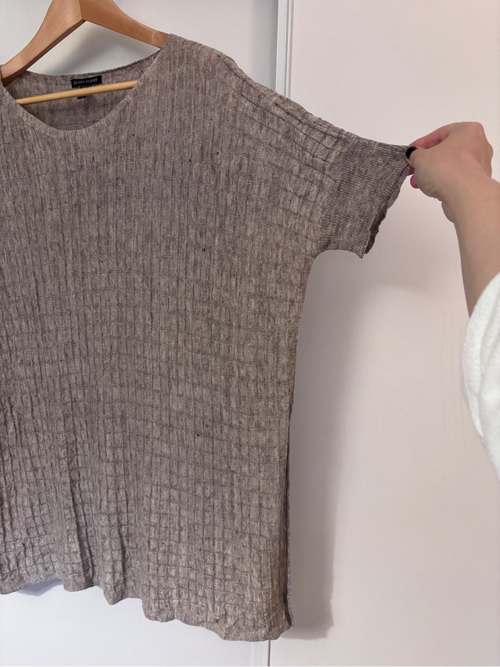 Eileen Fisher Tunic Size XL Waffle Texture Tan Brown Comfort Oversized Timeless - Picture 4 of 10